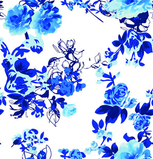 蓝白花卉图案设计