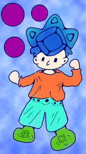 戴蓝帽的卡通小孩形象