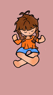 可爱坐姿卡通小女孩