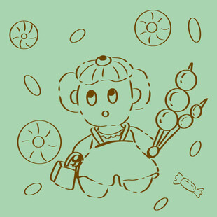 手持糖葫芦的可爱卡通女孩