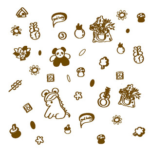 可爱手绘小动物与物件元素