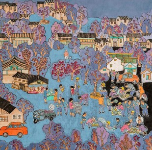 梦幻蓝色小镇生活场景