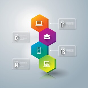 多彩六边形图标展示