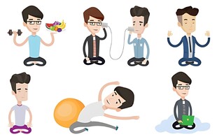 多样健身姿势插画