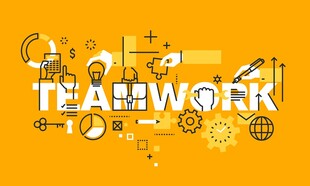 团队协作主题创意插画