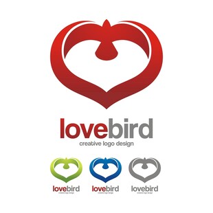 爱心形状爱情鸟标志