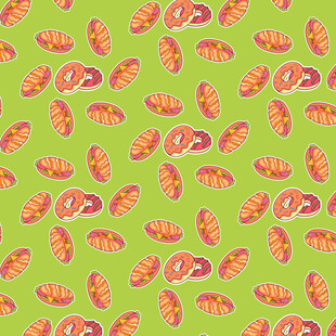 绿色背景上的多彩面包图案