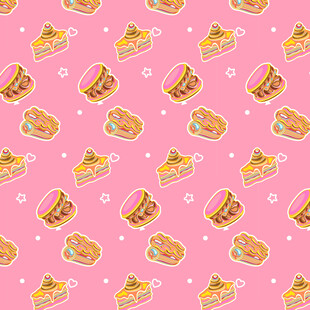 粉色背景的卡通蛋糕图案