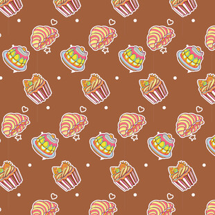 可爱纸杯蛋糕无缝图案