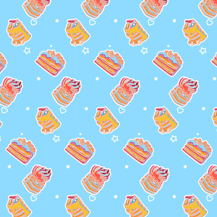 蓝色背景的卡通蛋糕图案