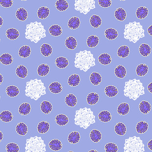 蓝底紫白花朵图案背景