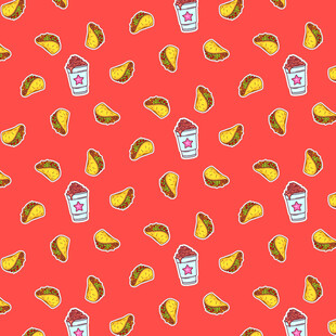 红色背景的水果饮料图案