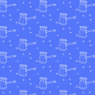 蓝色背景土耳其咖啡壶图案