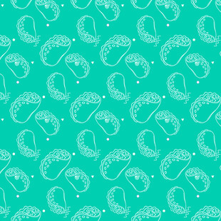 青绿色底白色海马图案背景