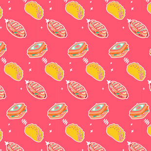 粉色背景多彩甜点图案