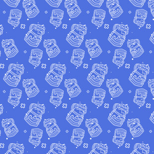 蓝色背景上的卡通图案