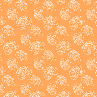 橙色底花卉图案背景图