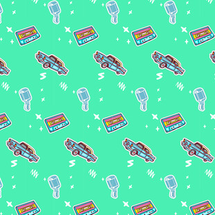 卡通风格口腔元素无缝图案