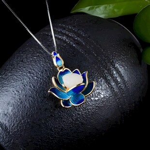 银质珐琅莲花吊坠