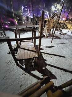 雪地中的木制游乐设施