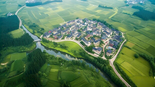 俯瞰绿意环绕的美丽村落