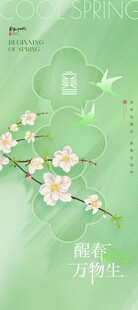 春日绽放的柔美粉色花枝
