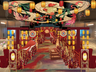 中式华丽婚礼布置场景