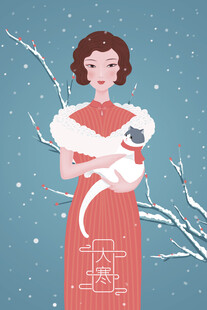 红衣女子怀抱可爱猫咪