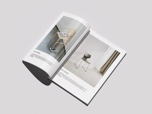 翻开的精美杂志画册展示样机