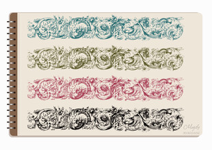 线圈本 多色复古花边