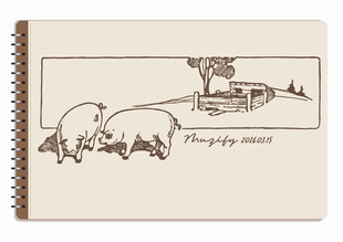 线圈本 猪与猪圈素描画