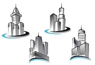 现代城市建筑图标集合