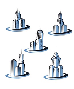 简约城市建筑图标集合