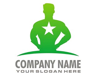 绿色人形星形标志设计