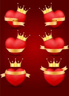 爱心皇冠图标元素集合