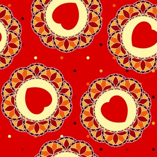 红色爱心花纹图案背景