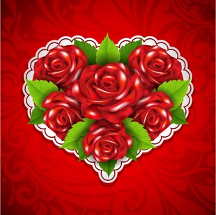 心形红玫瑰图案