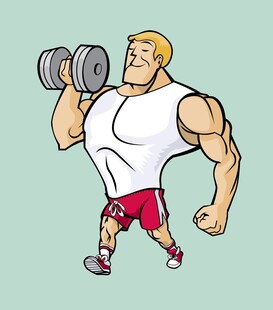 强壮男子举哑铃健身