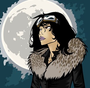 月夜下的神秘黑衣女子