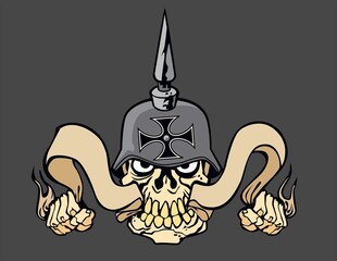 骷髅头盔火焰装饰图案