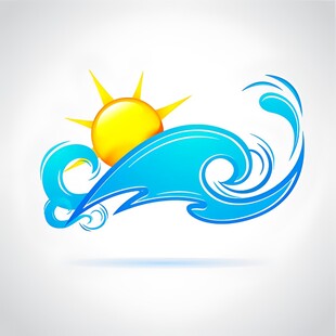 夏日海浪与阳光标志