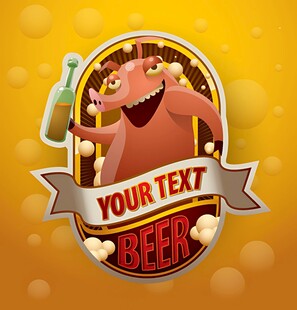 卡通怪兽举啤酒标志