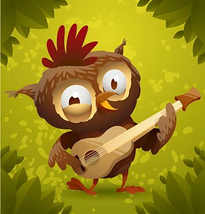 弹吉他的萌趣卡通猫头鹰