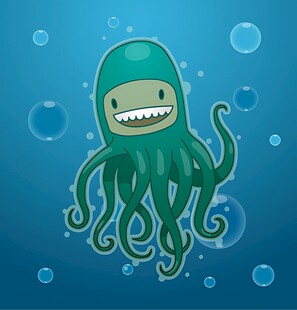 可爱绿章鱼卡通形象