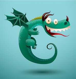 可爱卡通绿龙形象