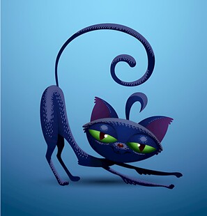 紫色萌猫的俏皮姿态