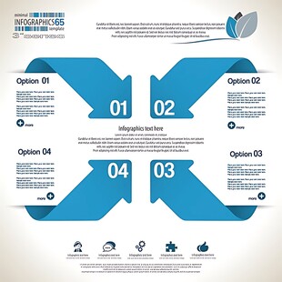 蓝色箭头风格信息图表模板