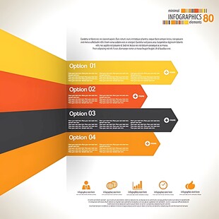 多彩箭头信息图表模板