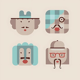 卡通风格人物头像集合