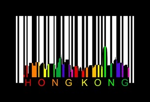 彩色香港条形码艺术图案